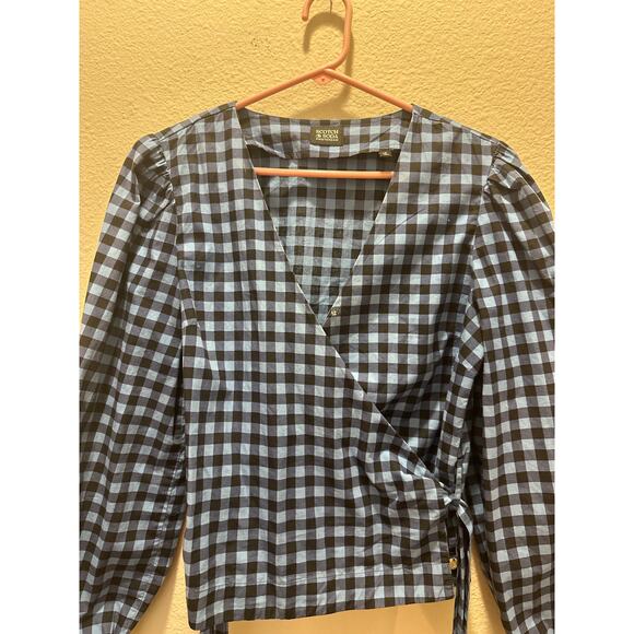 Scotch & Soda WRAP TOP IN ORGANIC COTTON WITH EMBROIDERY, BLUE - Picture 7 of 8